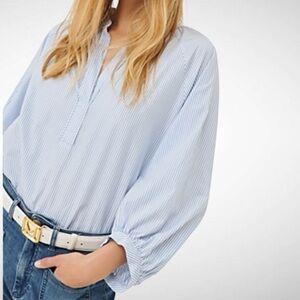 New! MARELLA SPORT COTTON STRIPED BLOUSE BLUE SIZE 2